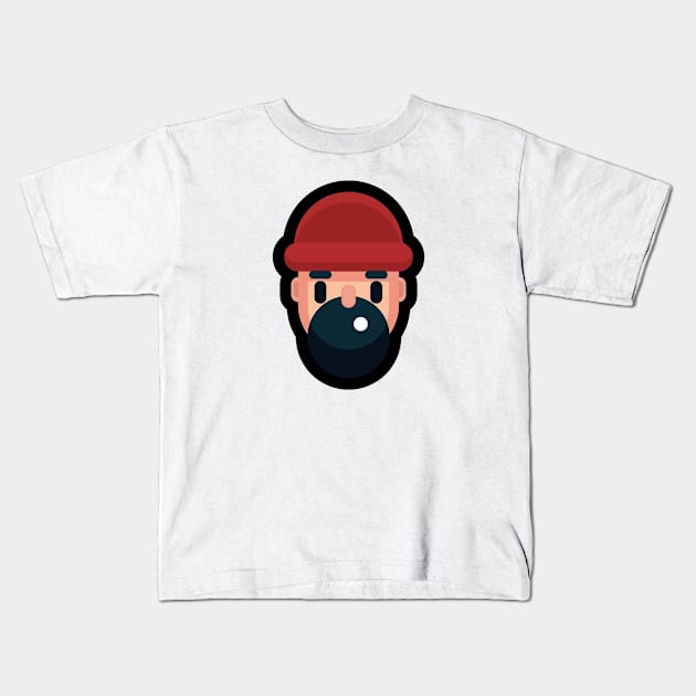 Bearded Man With A Hat Kids T-Shirt by drawflatart9